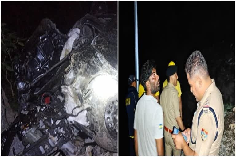पर्यटकों से भरी कार अनियंत्रित होकर गहरी खाई में गिरी, दो लोगों की मौत, छह घायल