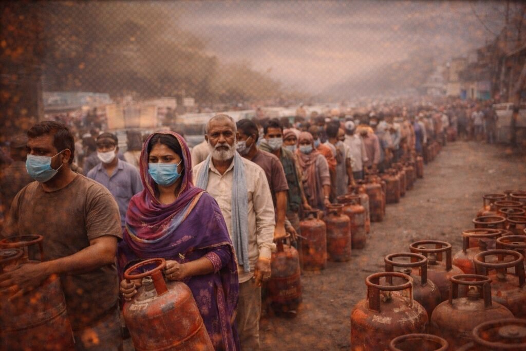 गैस सिलेंडर पाने को मारामारी, लाइन में घंटो खड़े रह रहे लोग